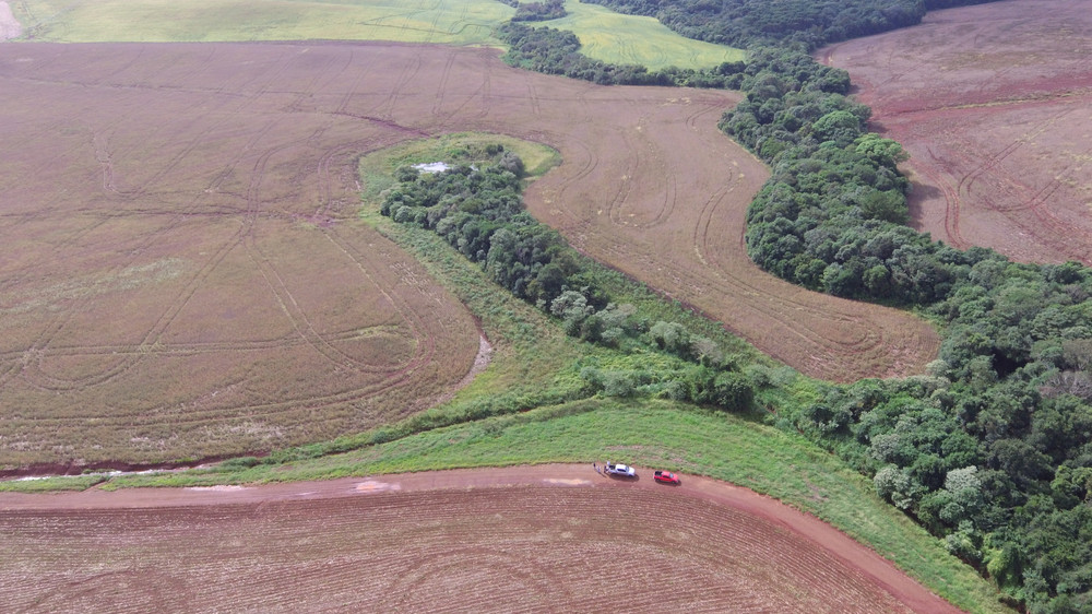 Vista aérea de área rural com mata nativa