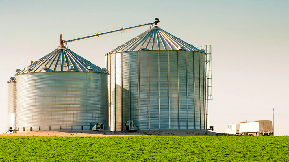 Silos de armazenagem em propriedade rural