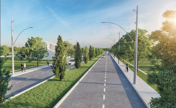 Avenida iluminada de loteamento